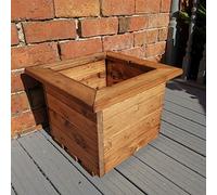 Samuel ALEXANDER Hand Made 41cm x 41cm Chunky Rustic Wooden Garden Small Square Planter