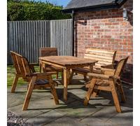 Samuel Alexander Hand Made 6 Seater Rustic Wooden Garden Furniture Table & Bench/Chairs Set in Brown Samuel Alexander Brown