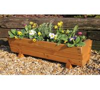 Samuel Alexander Hand Made 87Cm X 28Cm Traditional Rustic Wooden Large Garden Trough Flower Bed Planter