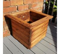 Samuel Alexander Hand Made Chunky Rustic Square Wooden Garden Planter in Brown Samuel Alexander Brown