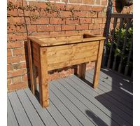 Samuel Alexander Hand Made Rustic Wooden Medium Raised Garden Trough / Flower Bed Planter