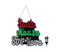Samuel Alexander Hanging Santa Stop Here Infinity Mirror Light with Multi-Coloured LEDs Samuel Alexander Multicolor