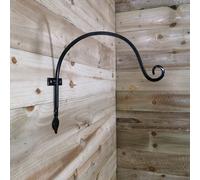 Samuel Alexander Heavy Duty Handcrafted Metal 38Cm Black Wall Bracket Hook For Garden Hanging Basket Bird Feeder