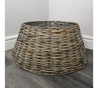 Samuel Alexander KD Willow Christmas Tree Skirt - Large Natural Rattan-Wicker, 48/70 cm, 3-Piece Clip-On Design