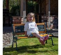 Samuel Alexander Kids 2 Seater Wooden & Cast Iron Garden Patio Childrens Bench with Animal Design in Brown Samuel Alexander Brown