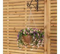 Large Outdoor Artificial Hanging Flower Basket with Petunias and Removable Chain