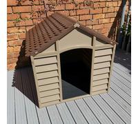 Large Plastic Dog Kennel / House in Brown 86cm x 84cm x 82cm