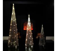 Samuel Alexander Led Tree Cone Obelisk Trio With 90 Leds In Gold