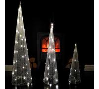 Samuel ALEXANDER LED Tree Cone Obelisk Trio with 90 LEDs in Silver