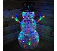 Samuel Alexander LIGHT UP 76cm ACRYLIC Christmas SNOWMAN with 88 MULTI COLOUR LED Lights in White Samuel Alexander White