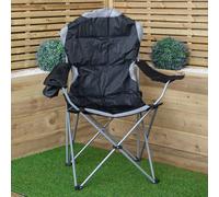 Samuel Alexander Luxury Padded High Back Outdoor Folding Chair with Cupholder in Black Samuel Alexander Black