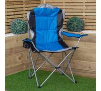 Samuel Alexander Luxury Padded High Back Outdoor Folding Chair with Cupholder in Blue Samuel Alexander Blue
