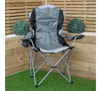 Samuel Alexander Luxury Padded High Back Outdoor Folding Chair with Cupholder in Grey Samuel Alexander Grey