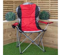 Samuel Alexander Luxury Padded High Back Outdoor Folding Chair with Cupholder in Red Samuel Alexander Red