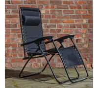 Samuel Alexander Luxury Padded Multi Position Zero Gravity Garden Relaxer Chair Lounger In All Black