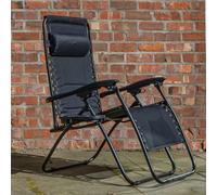 Luxury Padded Multi Position Zero Gravity Garden Relaxer Chair Lounger in All Black