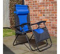 Samuel Alexander Luxury Padded Multi Position Zero Gravity Garden Relaxer Chair Lounger In Blue & Black