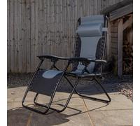Samuel Alexander Luxury Padded Multi Position Zero Gravity Garden Relaxer Chair Lounger In Grey & Black