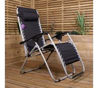 Samuel Alexander Multi Position Garden Gravity Relaxer Chair Sun Lounger In Black & Silver