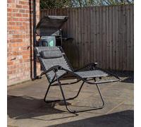 Samuel Alexander Multi Position Garden Gravity Relaxer Chair Sun Lounger With Sun Canopy In Grey