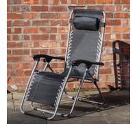 Samuel Alexander Multi Position Garden Zero Gravity Relaxer Chair Sun Lounger In Black & Silver