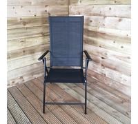Samuel Alexander Multi Position High Back Reclining Garden / Outdoor Folding Chair In Black