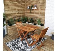 Samuel Alexander Outdoor 2 Person Folding Square Wooden Garden Dining Table Chairs Set