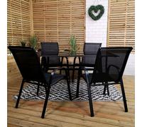 Samuel Alexander Outdoor 4 Person Rectangular Glass Top Garden Dining Table Chairs Set