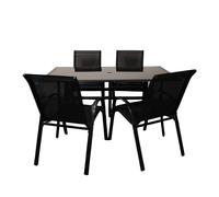 Samuel Alexander Outdoor 4 Person Rectangular Glass Top Garden Dining Table Chairs Set in Black Samuel Alexander Black 4 Person
