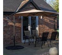 Samuel Alexander Outdoor 4 Person Rectangular Glass Top Garden Dining Table Chairs With Beige Banana Parasol and Base - Outdoor Furniture Sets