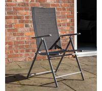 Samuel Alexander Outdoor Garden Patio Multi Position Reclining Folding Chair In Black And Silver