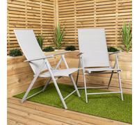 Samuel Alexander Outdoor Garden Patio Multi Position Reclining Folding Chair in Grey - Set of 2