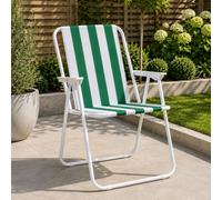 Samuel Alexander Outdoor Green & White Stripe Camping Chair with Armrests Samuel Alexander Green