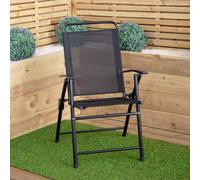 Samuel Alexander Outdoor Multi-Position Folding Garden Patio Single Chair in Black Samuel Alexander Black