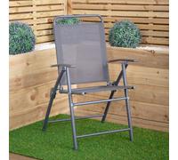 Samuel Alexander Outdoor Multi-Position Folding Garden Patio Single Chair In Grey