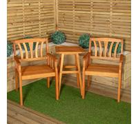 Samuel Alexander Outdoor Wooden Garden Slatted Side Table with 2 Chairs - Outdoor Furniture Sets