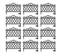 Samuel Alexander Pack of 12 27cm x 47cm Black Plastic Garden Border Fence Edging with Lattice Design | Size: 27 cm x 47 cm Samuel Alexander Black 27 cm x 47 cm