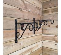 Samuel Alexander Pack of 2 Heavy Duty Handcrafted Metal 35cm Black Twisted Wall Bracket Hook For Garden Patio Hanging Basket Planter Bird Feeder - Pots & Planters