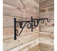 Samuel Alexander Pack Of 2 Heavy Duty Handcrafted Metal 35Cm Black Twisted Wall Bracket Hook For Hanging Basket Planter Bird Feeder