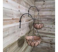 Samuel Alexander Pack of 2 Tom Chambers Black Lattice Metal Garden Hanging Basket with WaterSave Coco Fibre Liner 35cm - Without Bracket Samuel Alexander Black