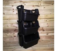 Samuel Alexander Pack of 3 / 59 x 41 x 36cm Heavy Duty Plastic Stackable Crates / Pick Bins with Handles in Black | Size: 59 x 41 x 36 cm Samuel Alexander Black 59 x 41 x 36 cm