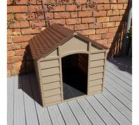Samuel Alexander Plastic Dog Kennel Or House In Brown Garden Patio 71Cm X 71Cm X 68Cm