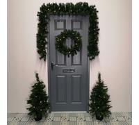Samuel Alexander Pre Lit Christmas Door Decoration Kit - 90cm Trees / Garland & 60cm Wreath