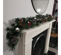 Samuel Alexander Premier 180Cm (6Ft) Festive Silver Dressed Christmas Garland With Berries Pinecones And Silver Baubles