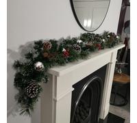 Samuel Alexander Premier 180cm (6ft) Festive Silver Dressed Christmas Garland With Berries Pinecones And Silver Baubles