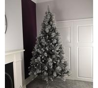 Samuel Alexander Premier 2.4m Silver Glitter Tip Fir Festive Christmas Tree in Grey PVC in Green Samuel Alexander Green