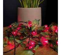 Samuel Alexander Premier 2.8m Holly Garland with Red Berries and 40 Red Leds