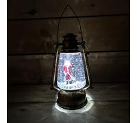 Samuel ALEXANDER Premier 24cm Battery operated Santa Hurricane Lantern Glitter Water Spinner In Antique Gold