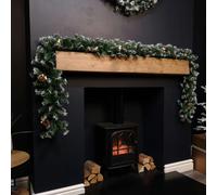 Samuel Alexander Premier 270cm (9ft) Christmas Garland Decoration Snow Tips White Berries & Cones