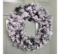 Samuel Alexander Premier Flocked Woodcote Pine Flocked Wreath 50Cm